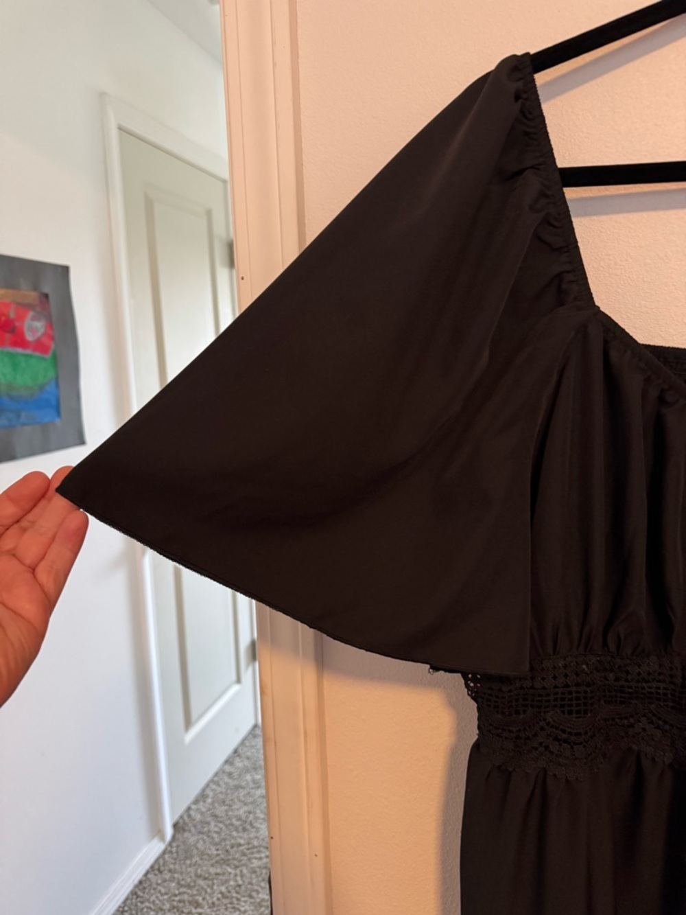SHEIN Black Maxi Dress with Flutter Sleeves
